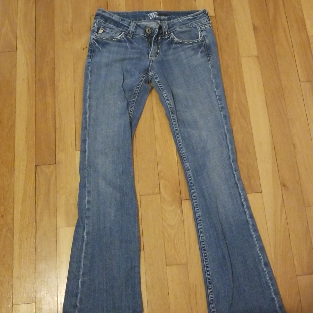 Miss me brown and white stitched boot cut jeans